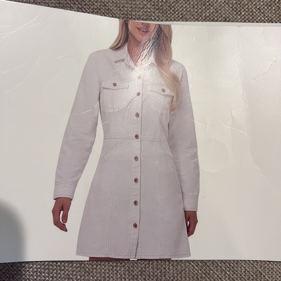 Women's Frye White Long Denim Dress - Picture 2 of 2